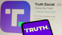 September 22, 2022, Brazil. In this photo illustration, the social media platform Truth Social logo seen displayed on a smartphone.