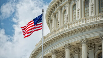 Washington DC Capitol detail on cloudy sky