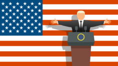 US president and flag