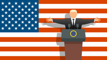 US president and flag