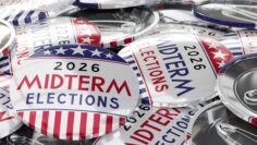 USA midterm elections 2026 round badges – 3D illustration