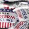 USA midterm elections 2026 round badges – 3D illustration