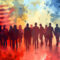 Conservative Convocation: A Gathering of Republican Supporters in a Campaign Event, Against an Abstract Background to Capture the Momentum and Unity of Conservative Values in Political Mobilization