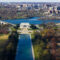 Aerial view of the western-side of the National Mall including the Reflecting Pool & Lincoln Memorial, Washington DC