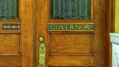 The door to the Governor’s office in the State Capitol in Pierre, South Dakota, USA – July 27, 2014