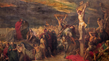 Brussels – The Crucifixion paint  in St. Jacques Church