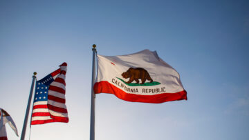 American flag and California state flag