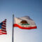 American flag and California state flag