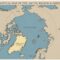 Geopolitical map of the arctic region showing countries, borders, contested territorial claims, shipping routes and environmental risks around the north pole and arctic ocean