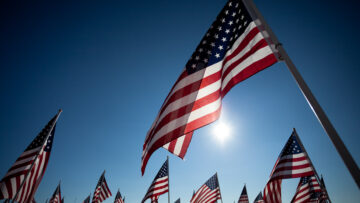 Amereican Flag display commemorating national holiday