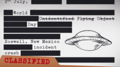 Classified File, Folder and Spaceshift Draw Commemorating World UFO Day, Vector Illustration