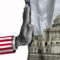 American Government Shutdown and US Government and Closed federal system that is shut down or closing as the United States stalemate due to spending bill disagreement between the left and right.