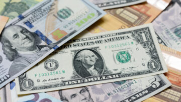 Euro and dollar banknotes, exchange, sales, economic tariffs and taxes. Euros and dollars