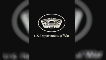 U.S. Department of War logo displayed on a smartphone screen, historical American military agency branding on mobile device for educational, research, and historical context
