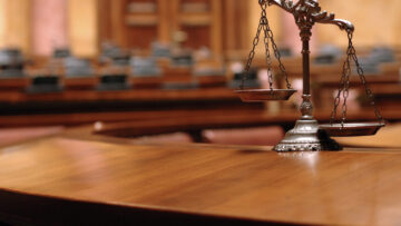 Decorative Scales of Justice in the Courtroom