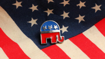 badge of the Republican Party of the USA 02.22.2025 Moscow Russia