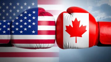 USA vs Canada North American Rivalry and Trade Relations Boxing Concept