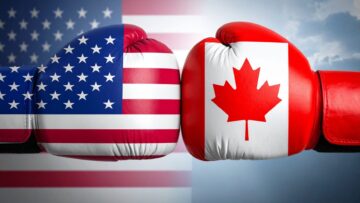 USA vs Canada North American Rivalry and Trade Relations Boxing Concept