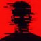 Silhouette digital red glitch effect, anonymous identity scammer, social engineering