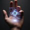 Artificial intelligence chip in palm of hand, futuristic concept of technology and innovation, ai powering future business and finance growth