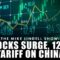 STOCKS SURGE, 125% TARIFF ON CHINA